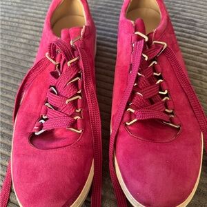 Stuart Weitzman 8.5 M Fuchsia Hot Pink Geranium Suede Sneakers Shoes EUC Berry